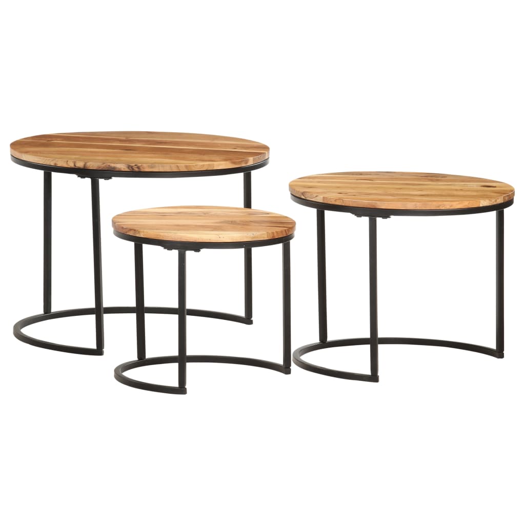 Nesting Tables 3 pcs Solid Wood Acacia