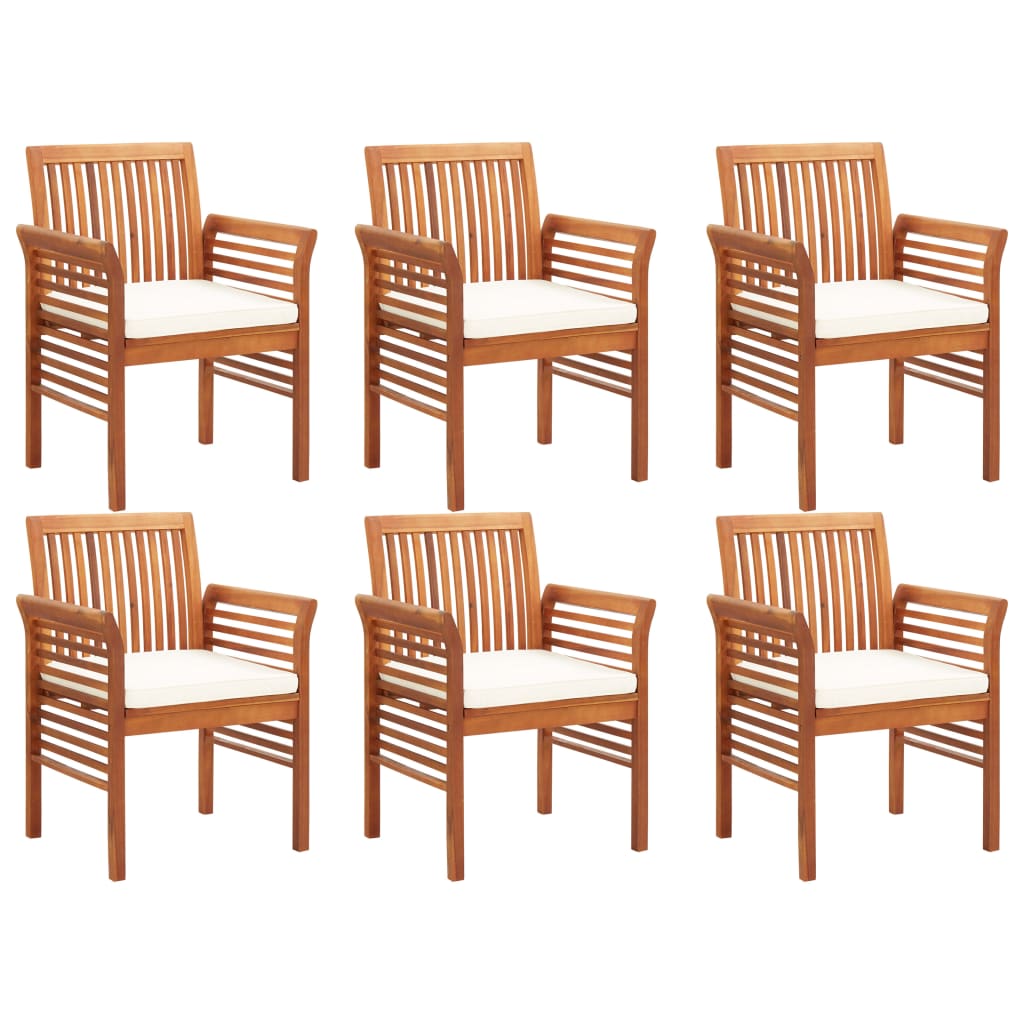 7 Piece Outdoor Dining Set with Cushions Solid Acacia Wood