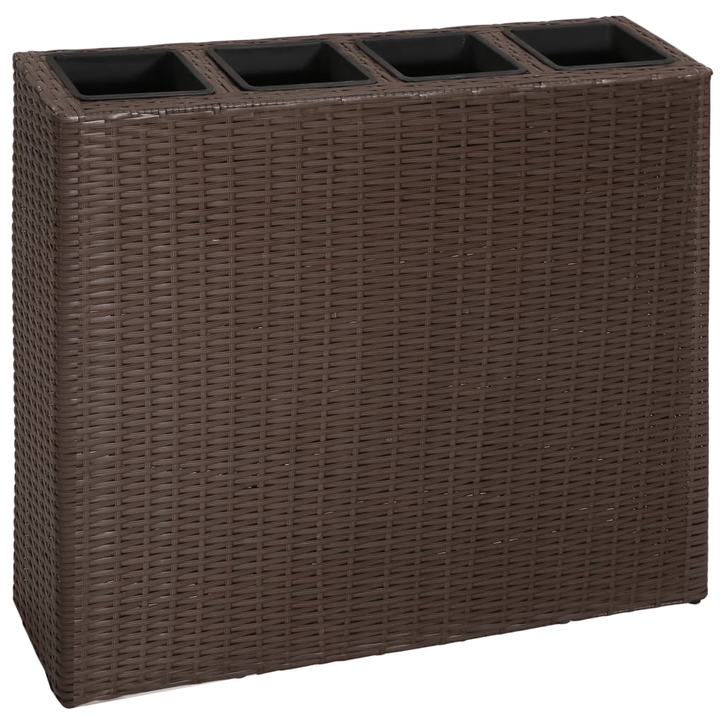 Garden Planter with 4 Pots 2 pcs Poly Rattan Brown