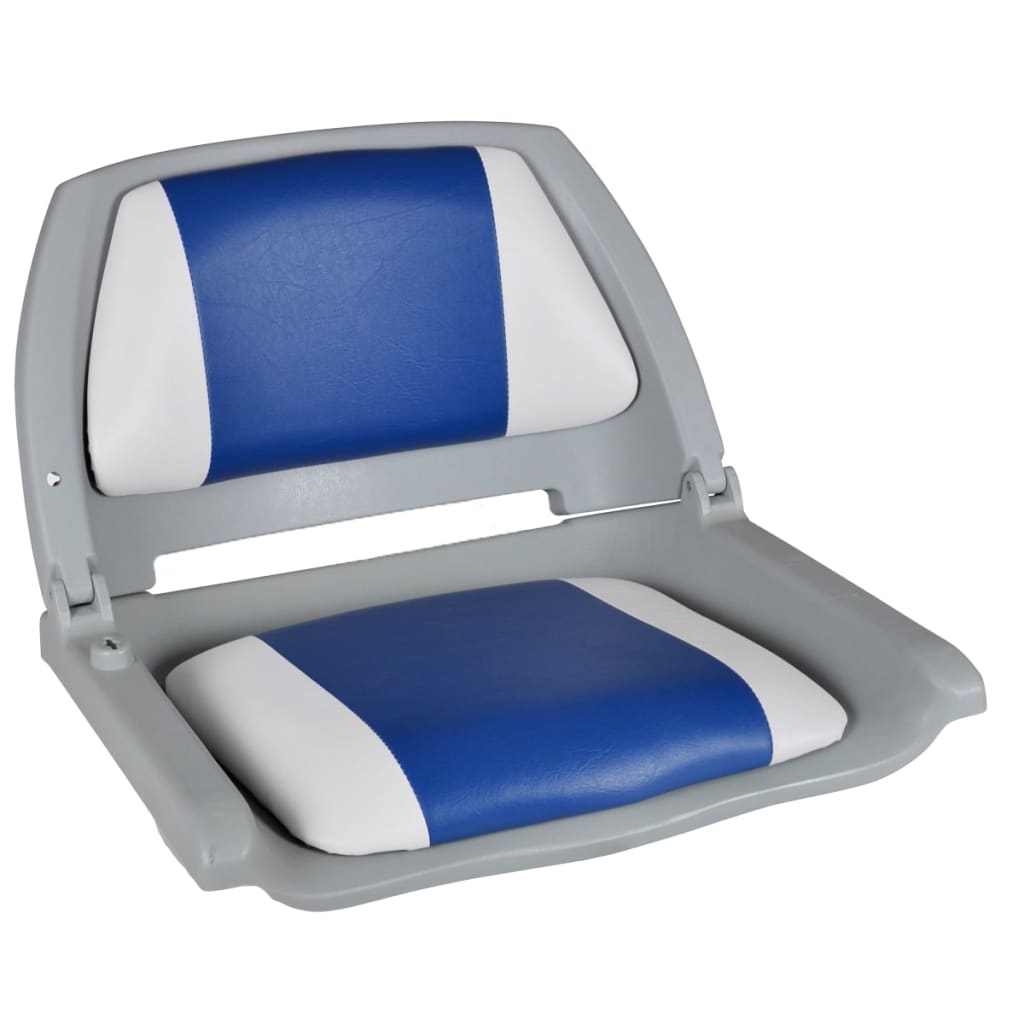 Boat Seats 2 pcs Foldable Backrest With Blue,white Pillow