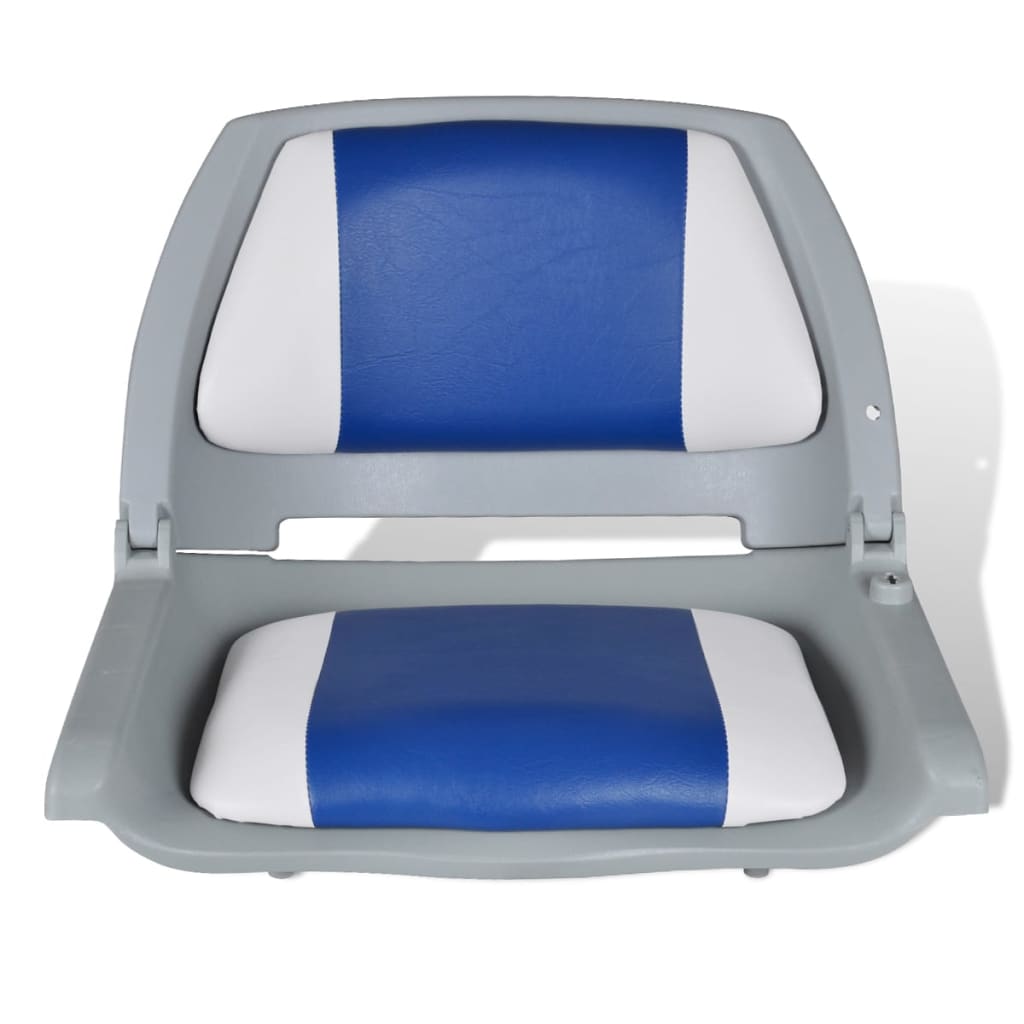 Boat Seats 2 pcs Foldable Backrest With Blue,white Pillow