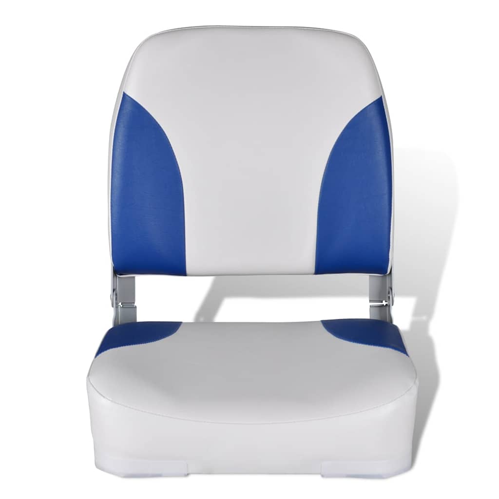 Boat Seats 2 pcs Foldable Backrest With Blue-white Pillow