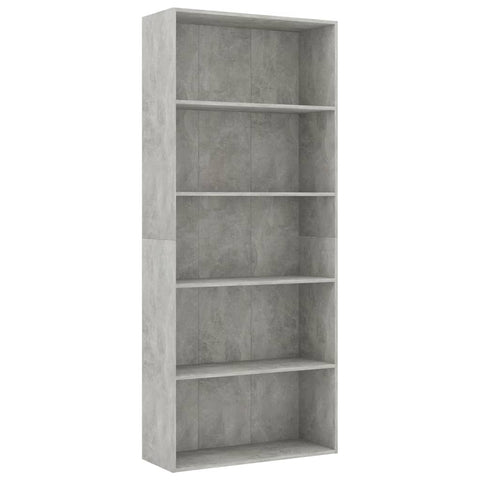 5-Tier Book Cabinet Concrete Grey Chipboard