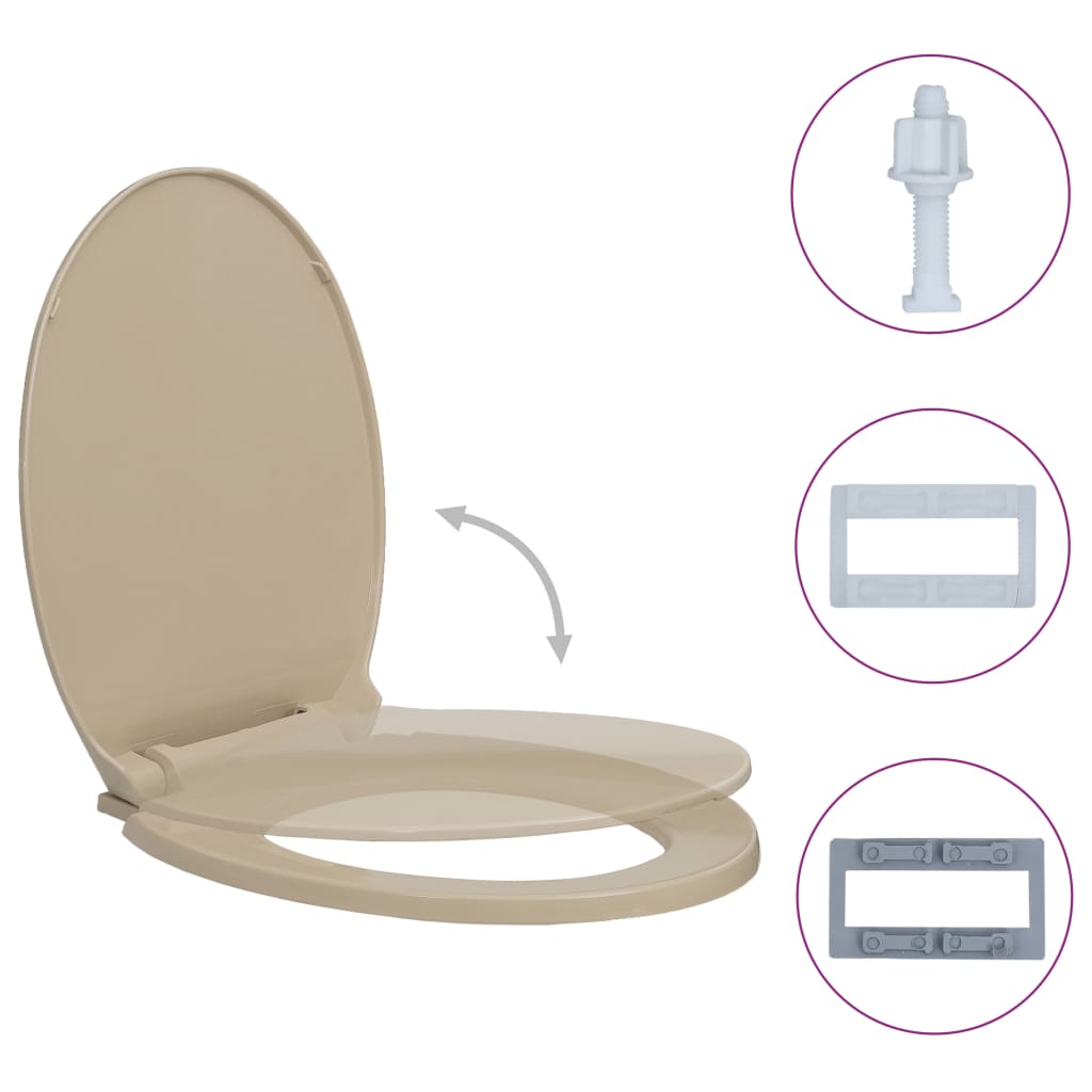 Soft-Close Toilet Seat Beige Oval