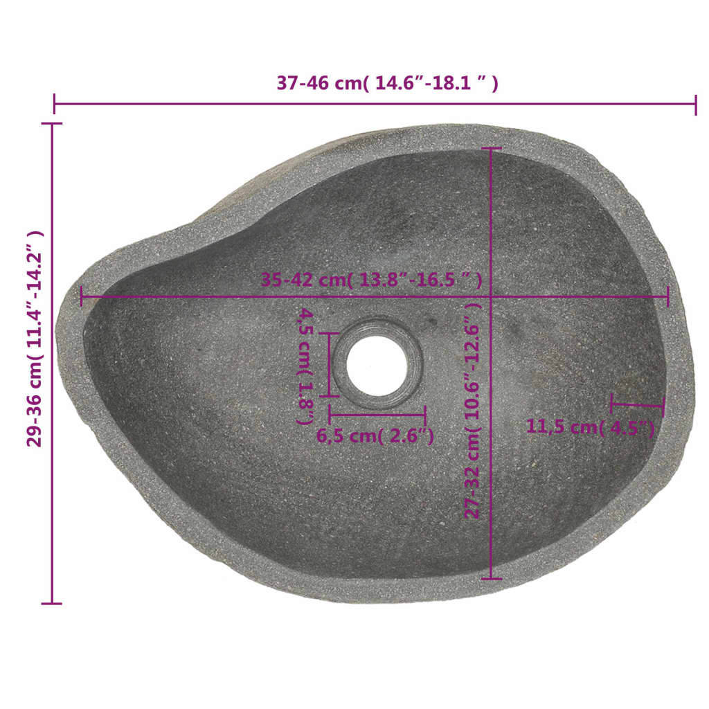 Basin River Stone Oval 38-45 cm