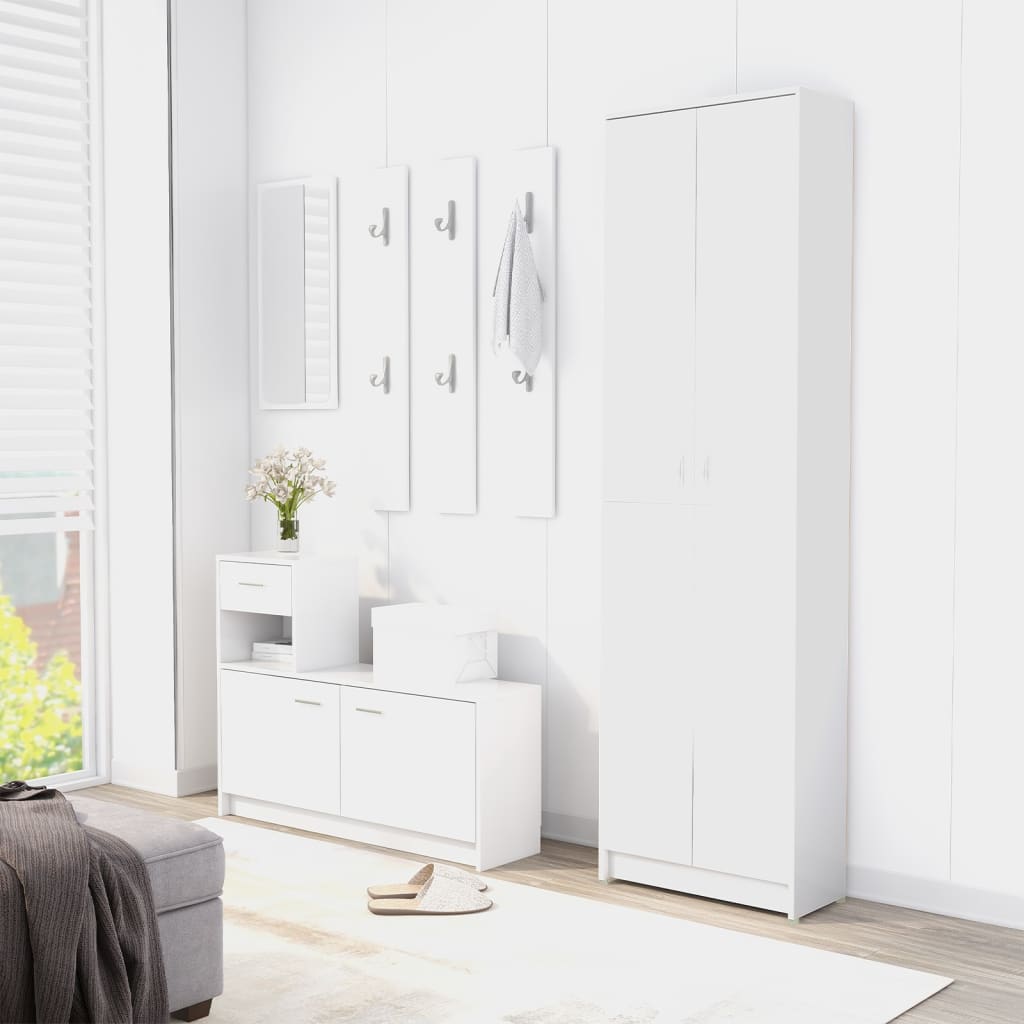 Hallway Wardrobe White Engineered Wood