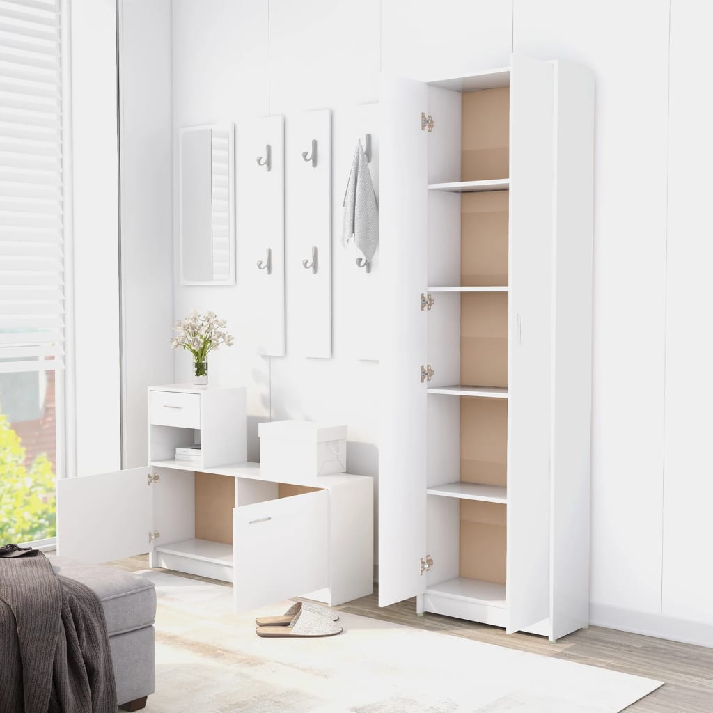 Hallway Wardrobe White Engineered Wood