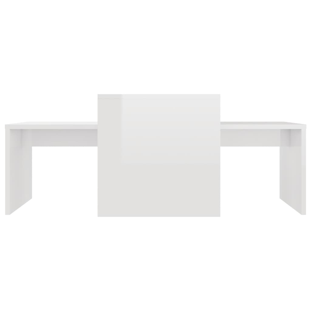 Coffee Table Set High Gloss White Engineered Wood