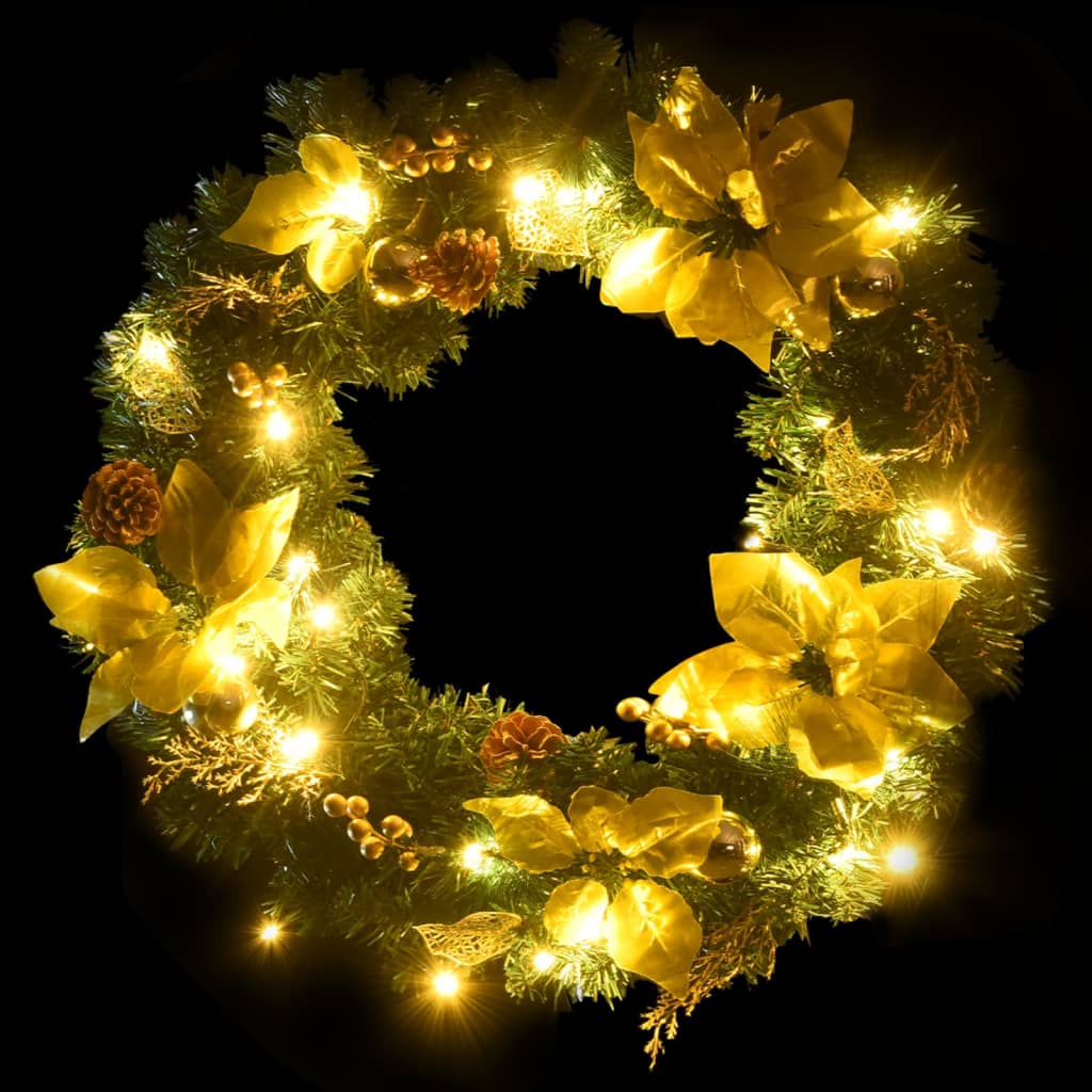 Christmas Wreath with LED Lights Green - PVC