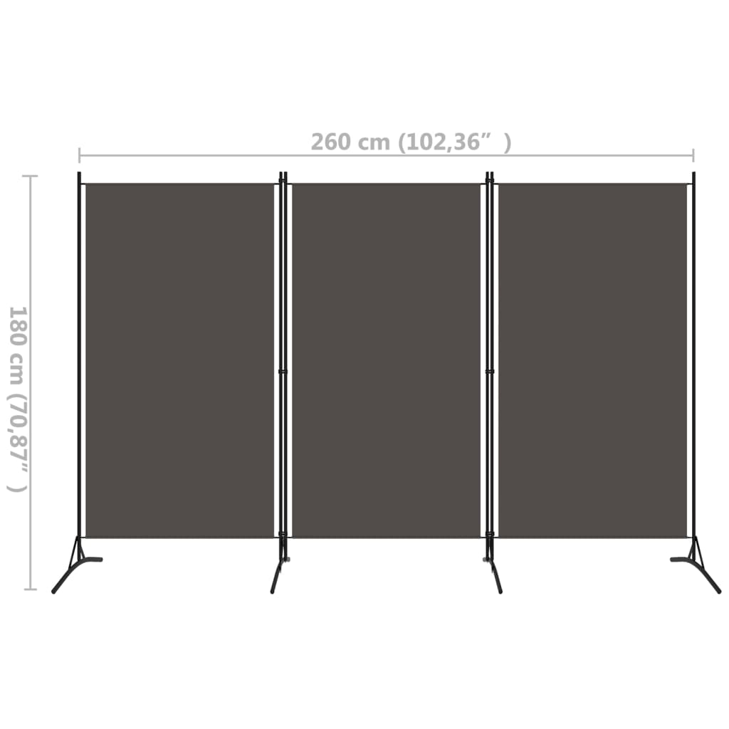 Room Divider Anthracite (3-Panel)