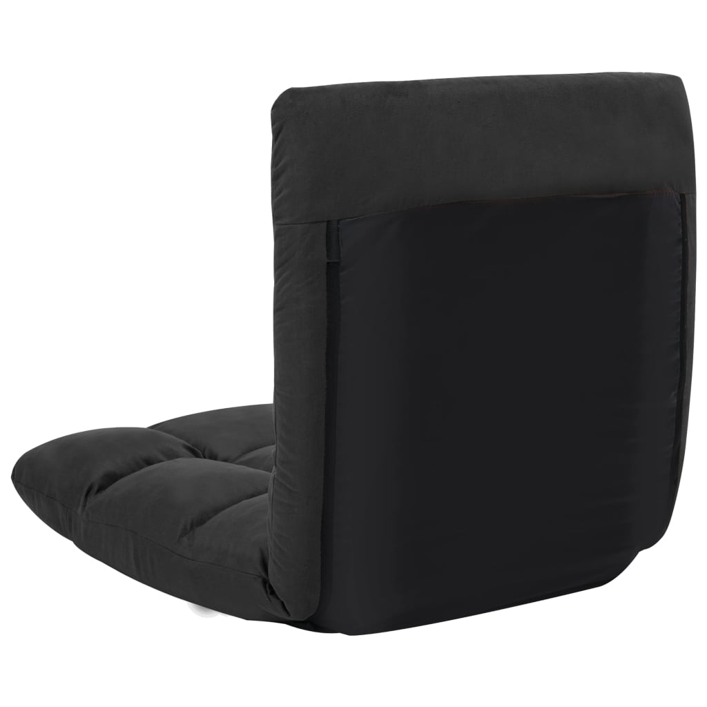 Folding Floor Chair Black Microfibre