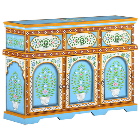 Hand-Painted Sideboard Multicolour Solid Mango Wood