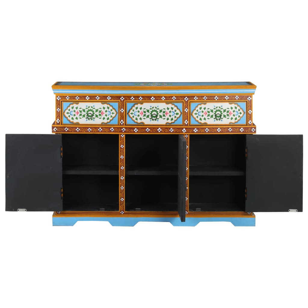 Hand-Painted Sideboard Multicolour Solid Mango Wood