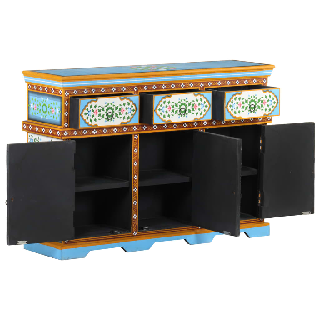 Hand-Painted Sideboard Multicolour Solid Mango Wood