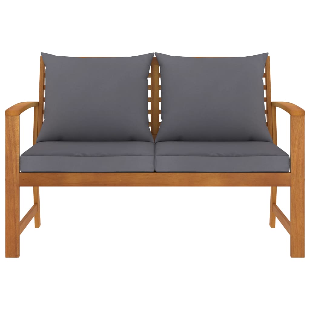 Garden Bench with Dark Grey Cushion Solid Acacia Wood