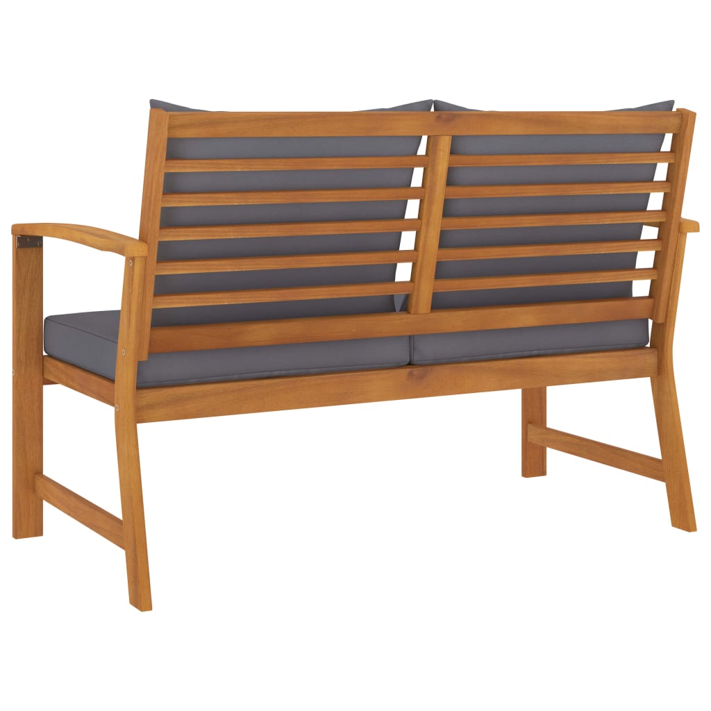 Garden Bench with Dark Grey Cushion Solid Acacia Wood