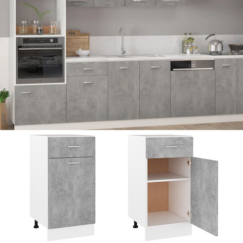 Drawer Bottom Cabinet Concrete Grey Engineered Wood