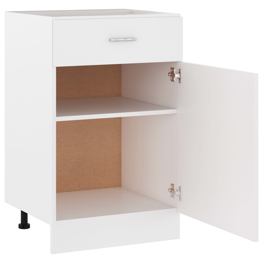 Drawer Bottom Cabinet White Engineered Wood