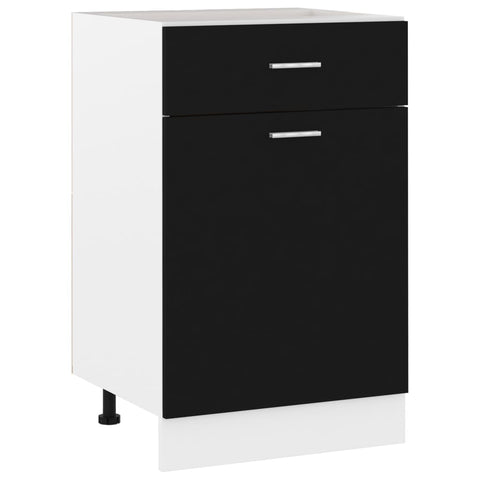 Stylish Drawer Bottom Cabinet Black Engineered Wood