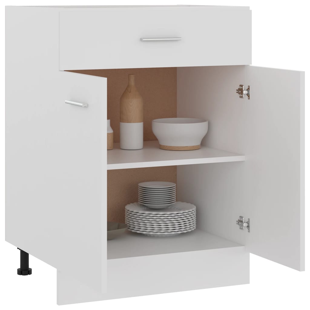 Stylish Drawer Bottom Cabinet White Engineered Wood