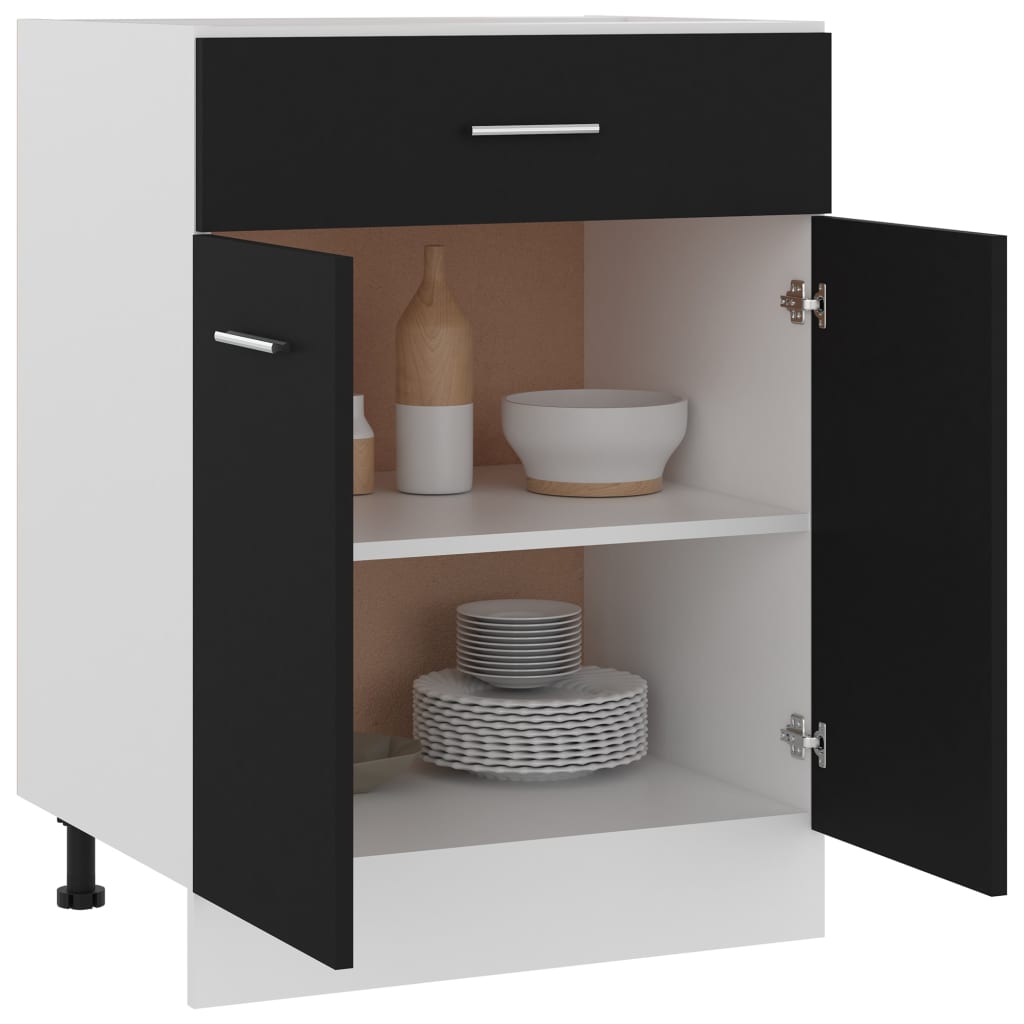 Stylish - Drawer Bottom Cabinet Black Engineered Wood