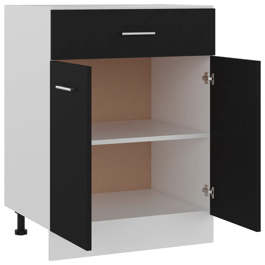 Stylish - Drawer Bottom Cabinet Black Engineered Wood