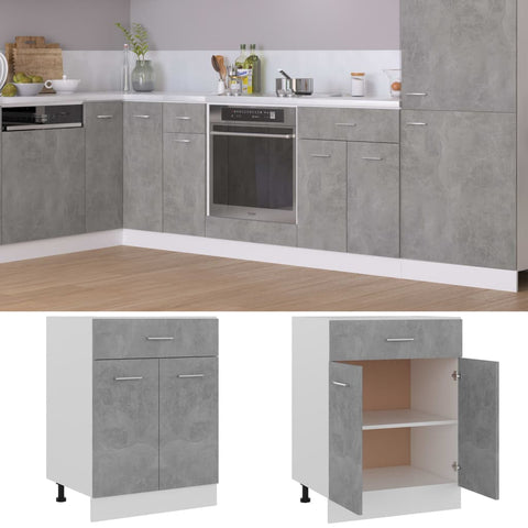 Elegance Drawer Bottom Cabinet Concrete Grey Engineered Wood