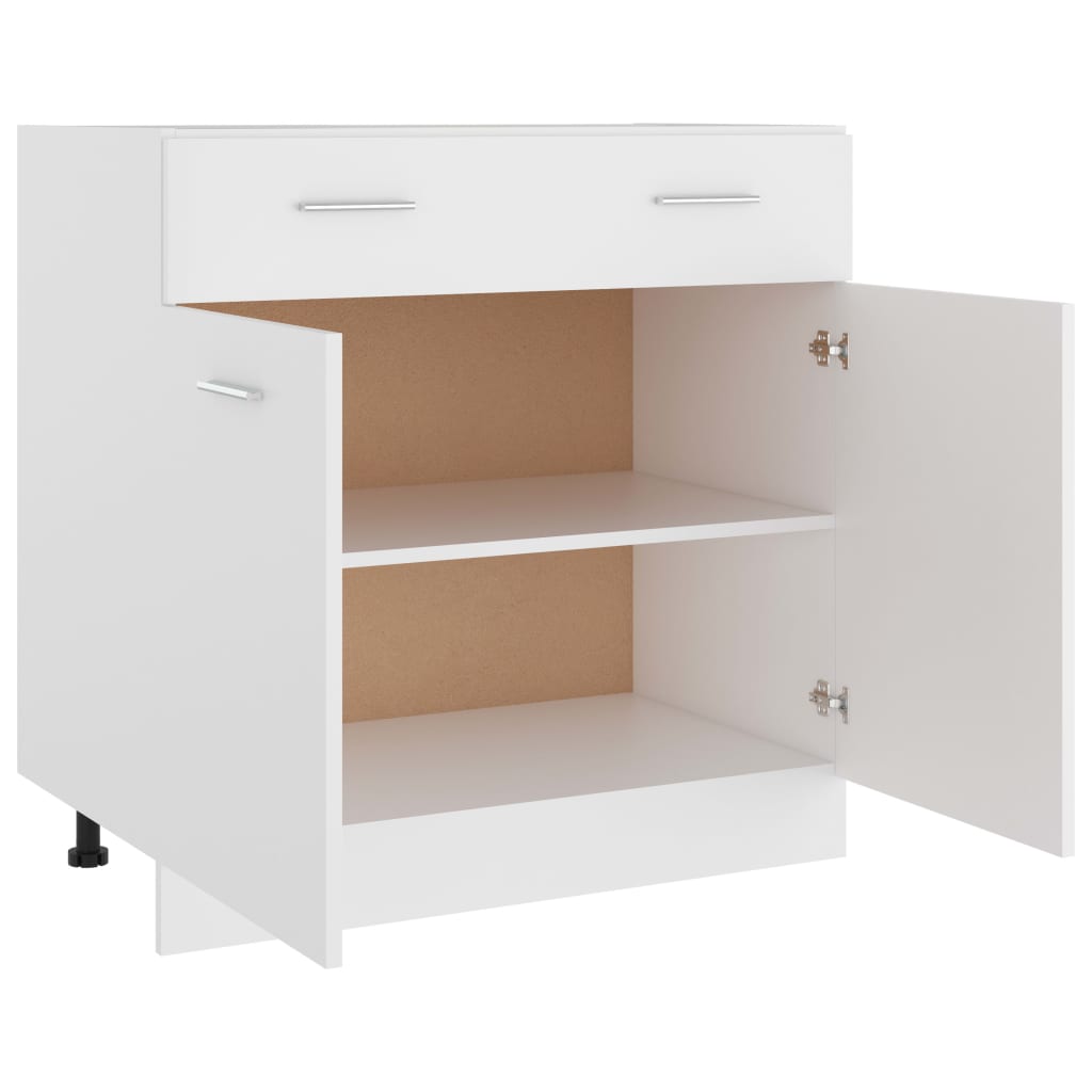 Drawer Bottom Cabinet White Engineered Wood