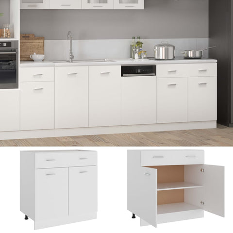 Drawer Bottom Cabinet White Engineered Wood