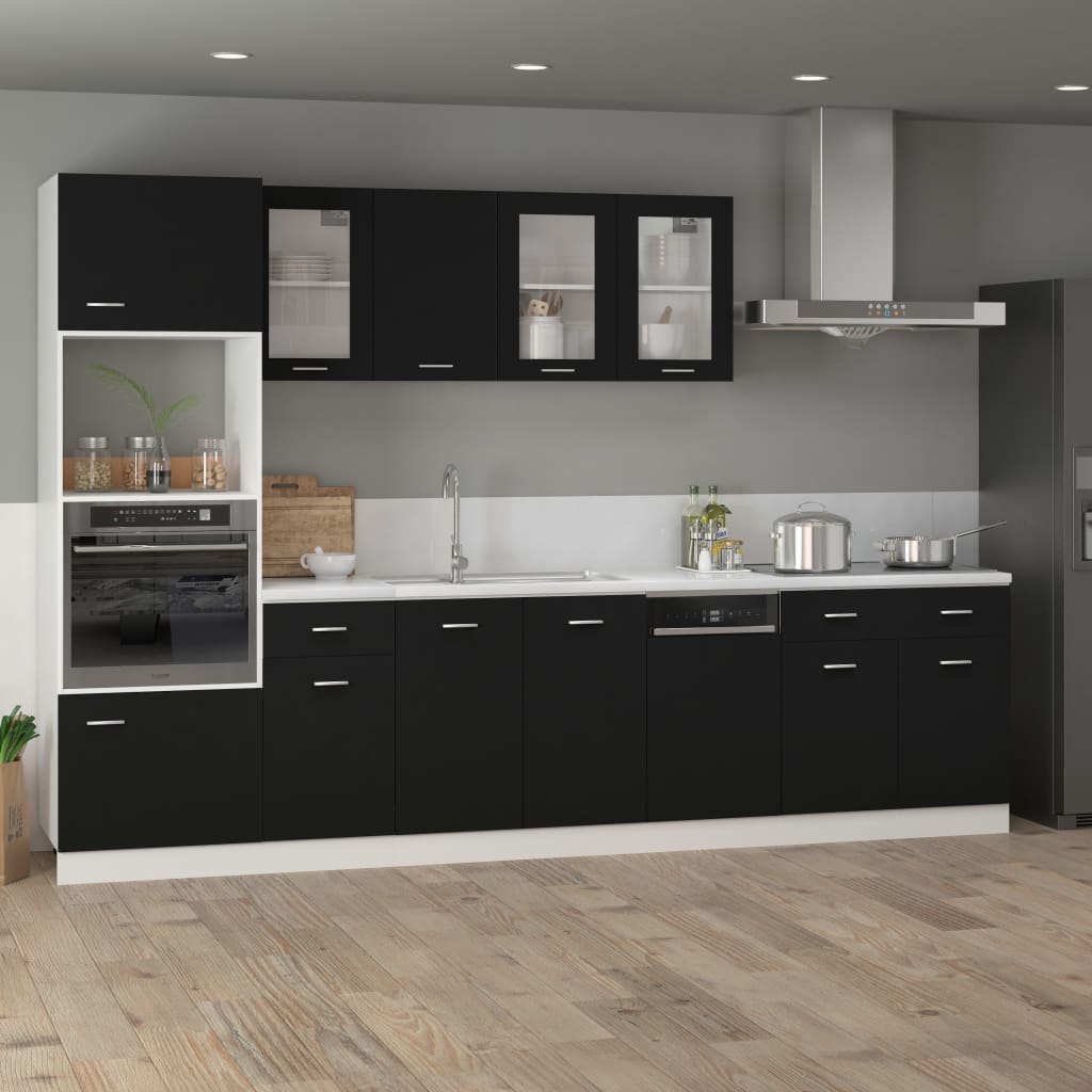 Drawer Bottom Cabinet Black Engineered Wood