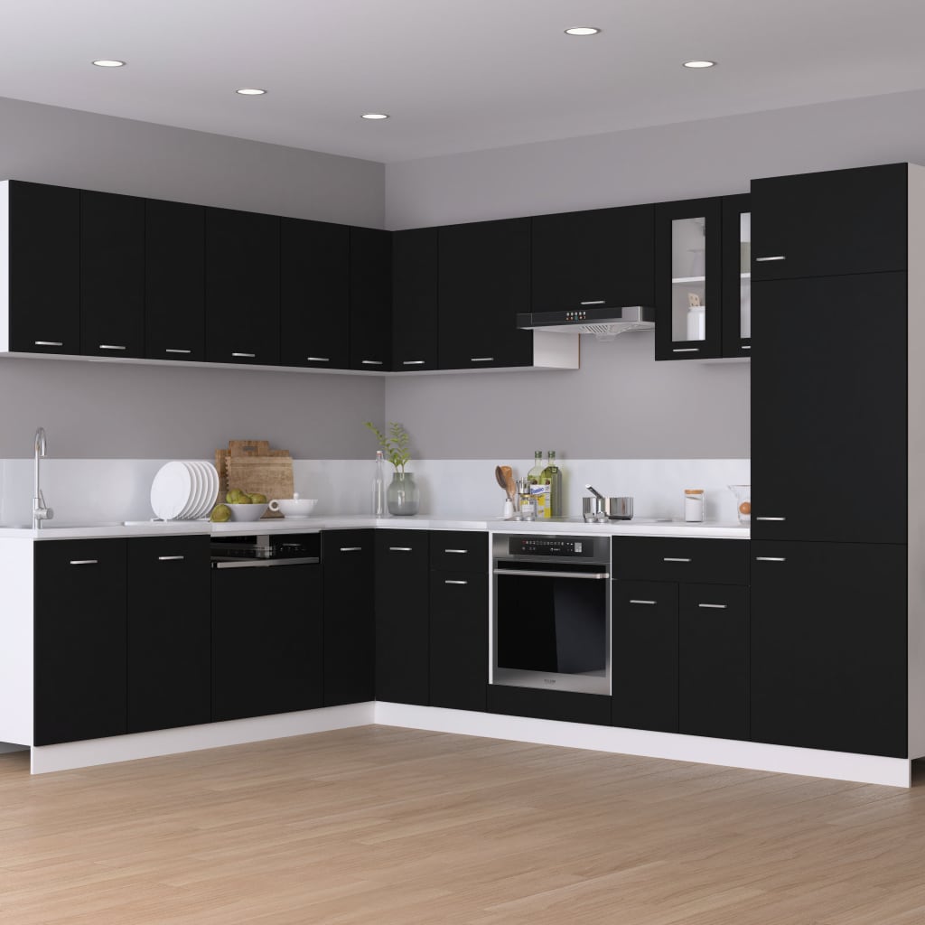 Hanging Cabinet Black Engineered Wood