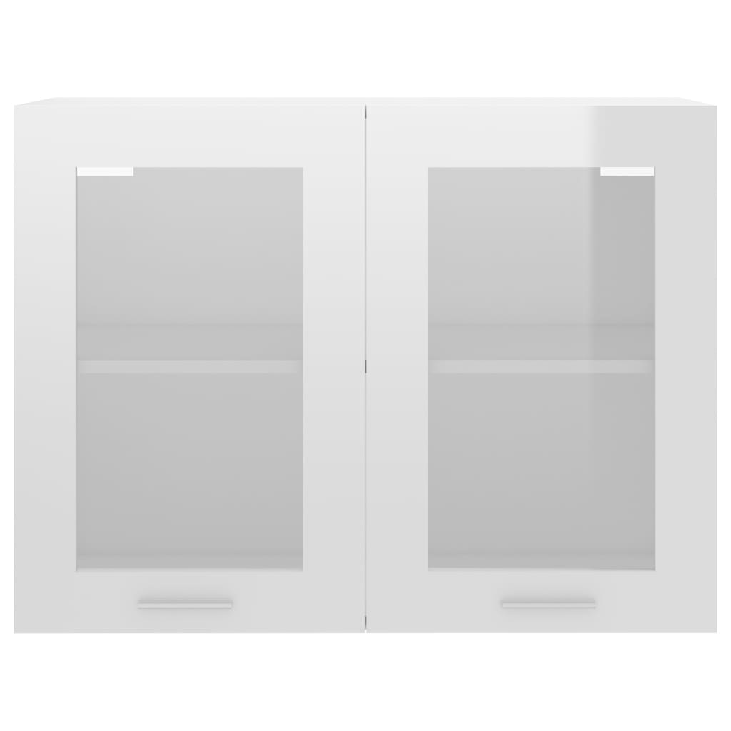 Hanging Glass Cabinet High Gloss White Engineered Wood