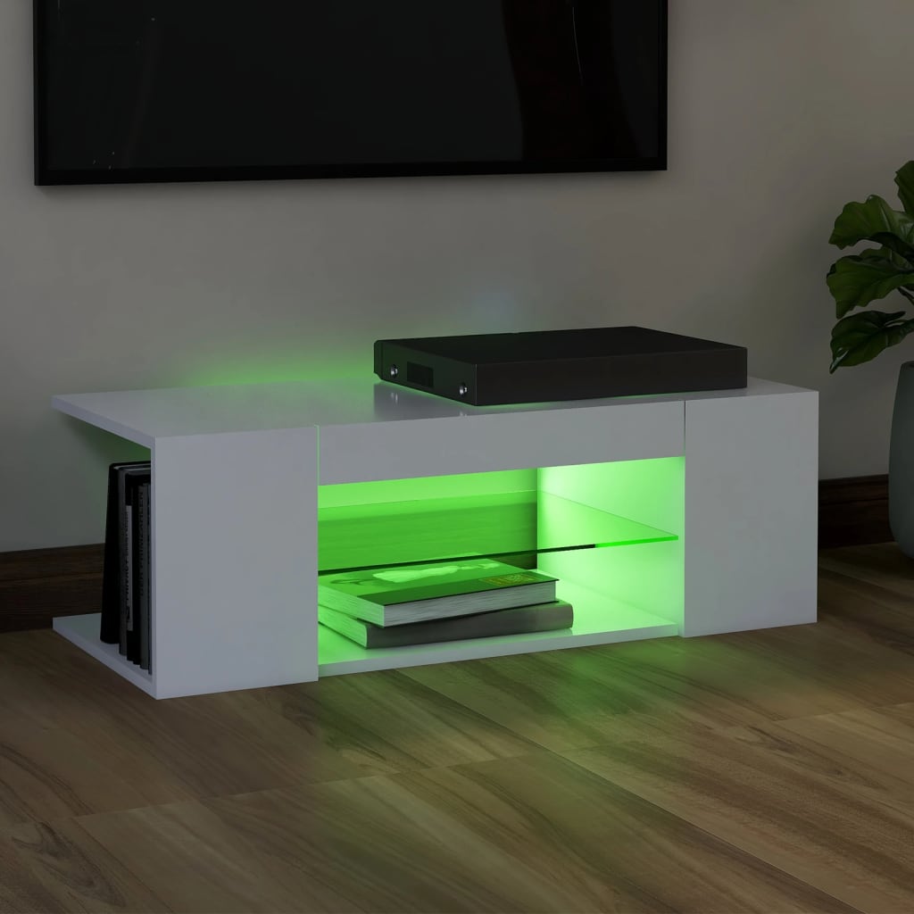 TV Cabinet with LED Lights White