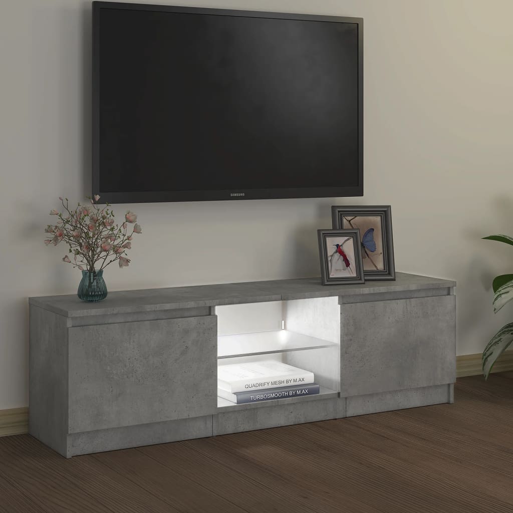 TV Cabinet with LED Lights Concrete Grey