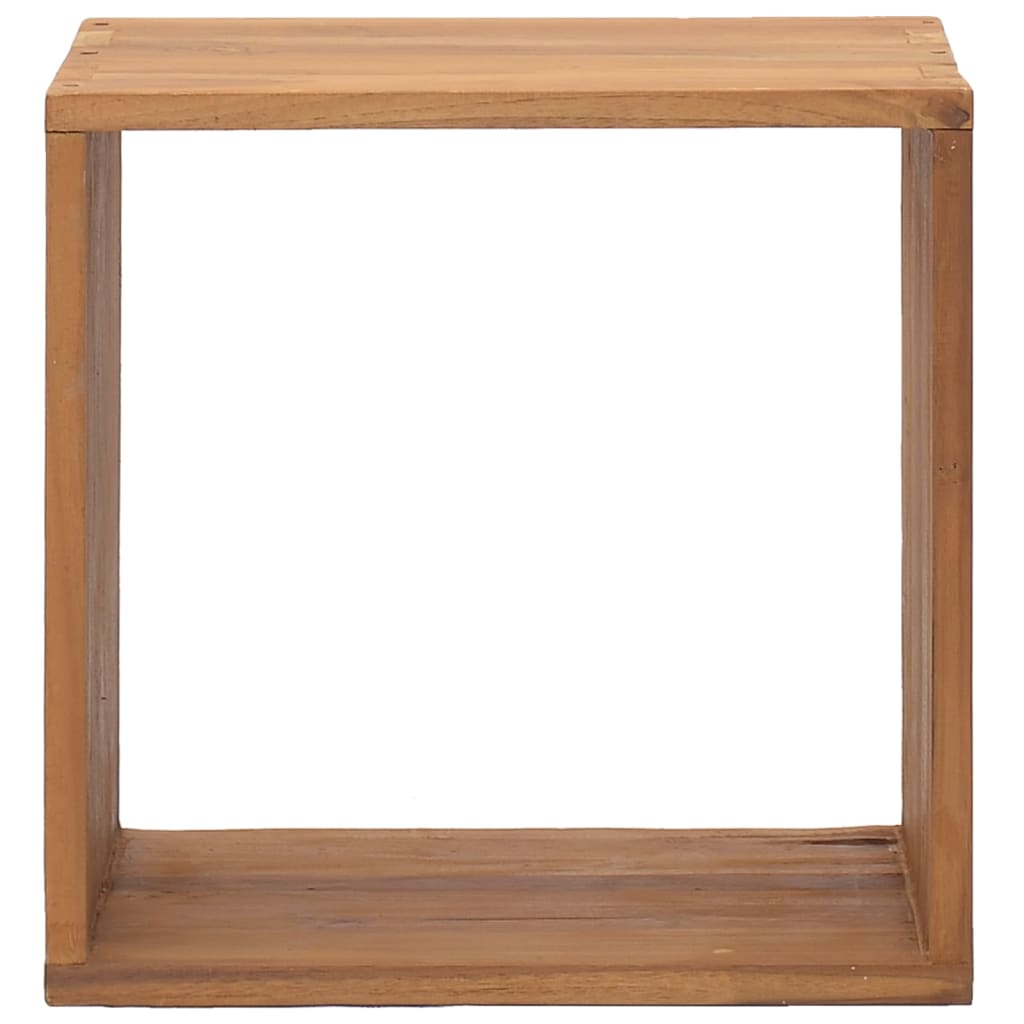 Bedside Cabinet Solid Teak Wood Cube Shape