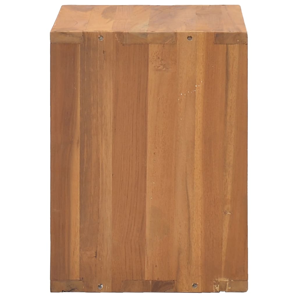 Bedside Cabinet Solid Teak Wood Cube Shape