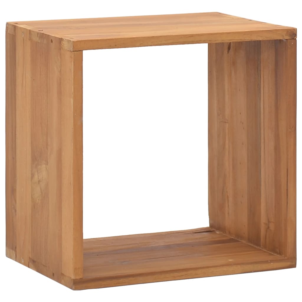 Bedside Cabinet Solid Teak Wood Cube Shape