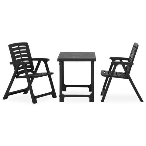 3 Piece Folding Bistro Set Plastic Grey