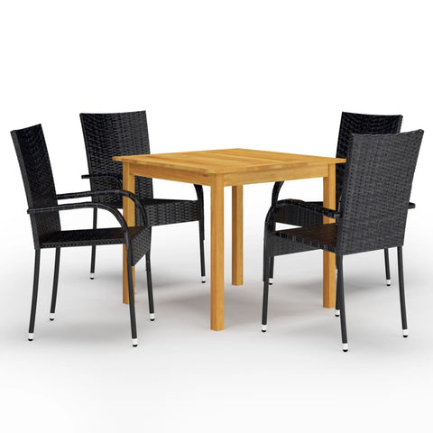 Modern Elegance in Black: 5-Piece Garden Dining Set