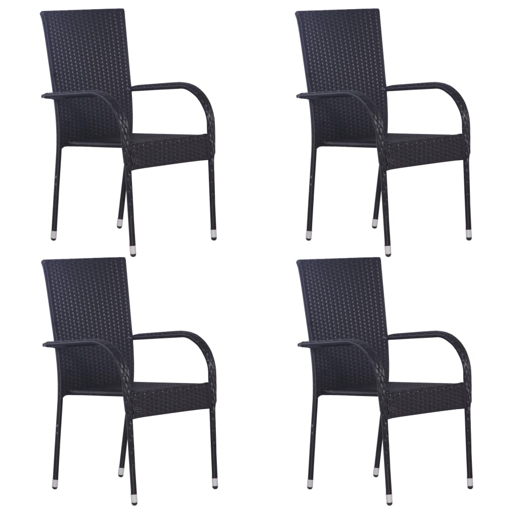 Modern Elegance in Black: 5-Piece Garden Dining Set