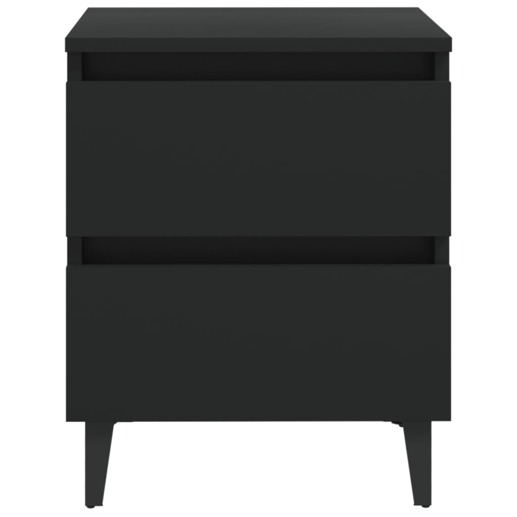 Bed Cabinets 2 pcs Black Engineered Wood