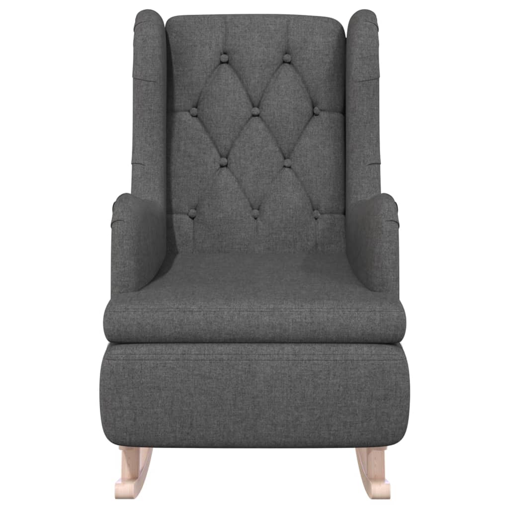 Armchair with Solid Rubber Wood Rocking Legs Dark Grey Fabric