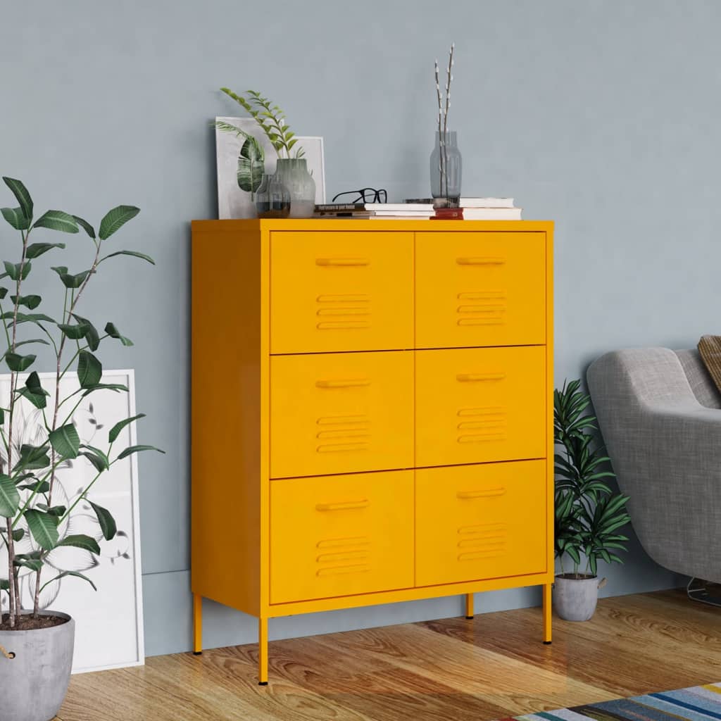 Drawer Cabinet Mustard Yellow Steel