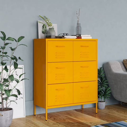 Drawer Cabinet Mustard Yellow Steel