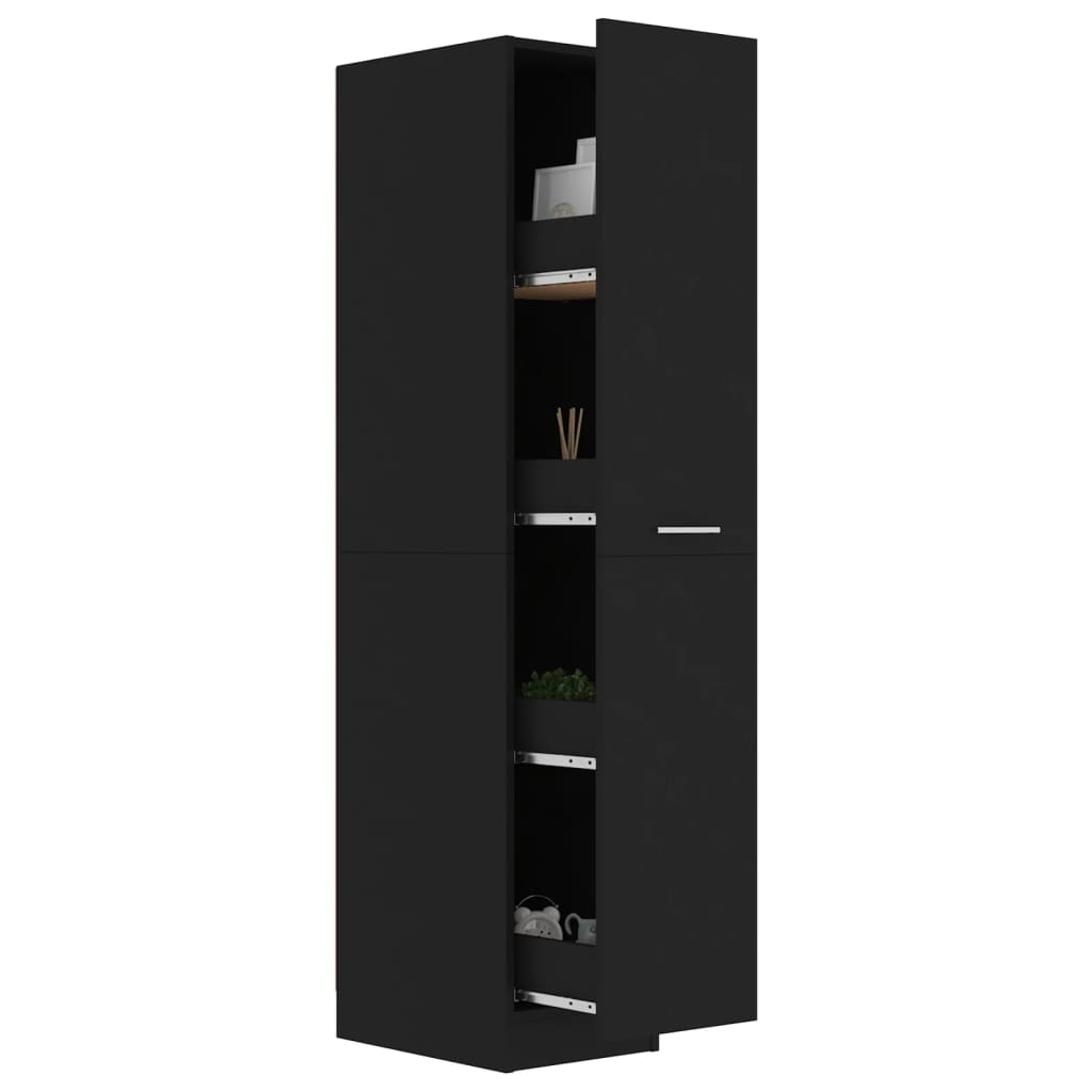 Apothecary Cabinet Black Engineered Wood