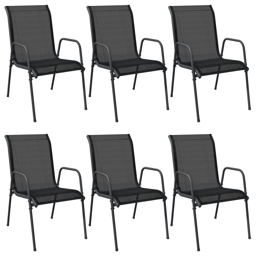 Garden Chairs 6 pcs Steel and Textilene Black