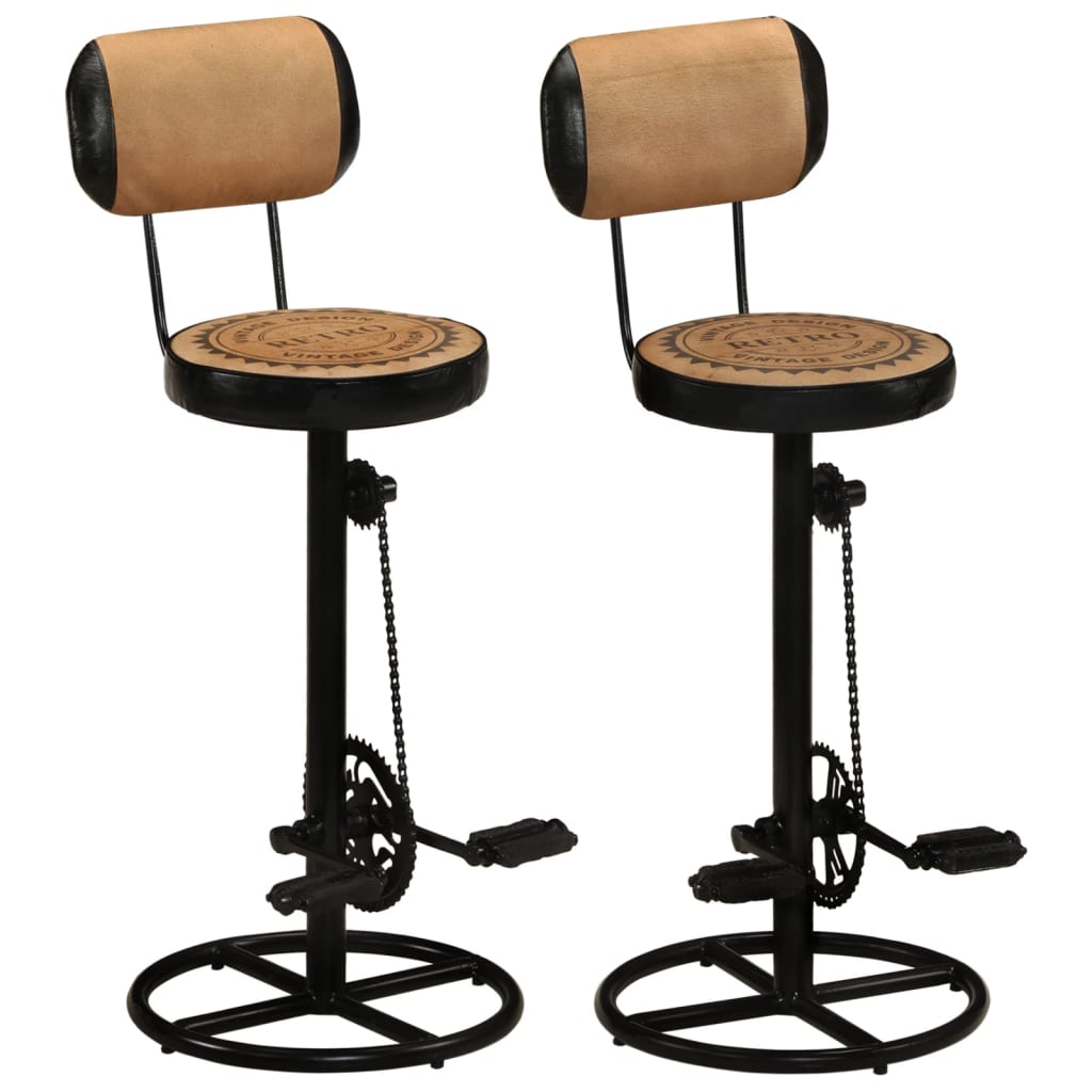 Bar Stools with Canvas Print 2 pcs Brown and Black