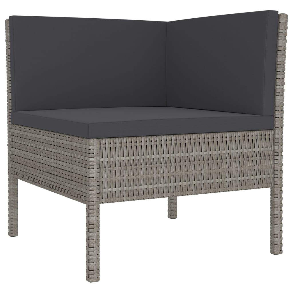 Grey Rattan Retreat: 6-Piece Garden Lounge Set with Plush Cushions