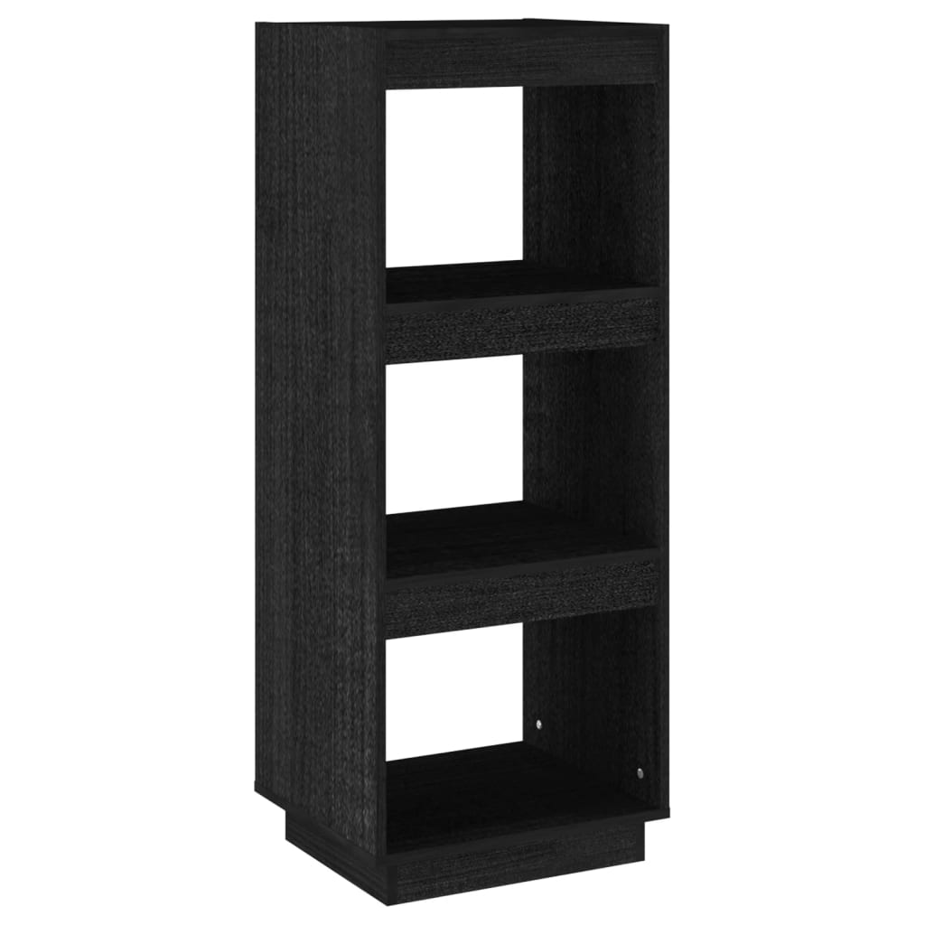 Book Cabinet/Standing Shelves Black Solid Pinewood