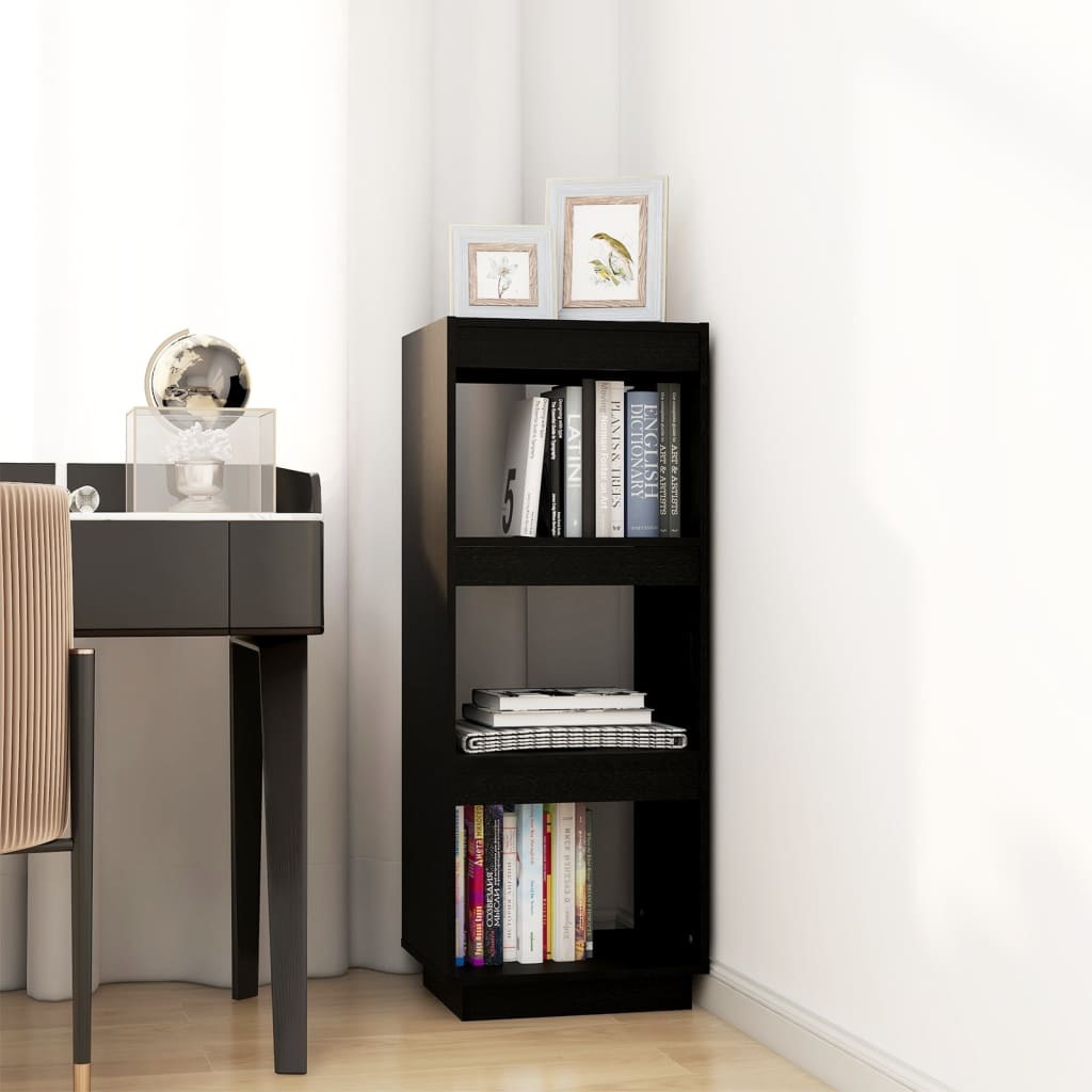 Book Cabinet/Standing Shelves Black Solid Pinewood